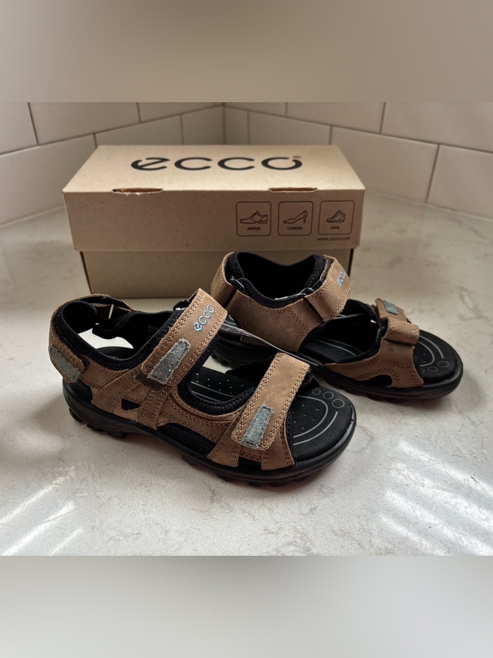 Ecco Kids Tan Brown Toddler Leather Sandals